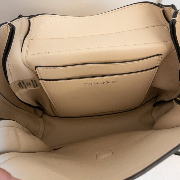 Calvin Klein Colorblock Faux Leather Backpack Purse – Black & Ivory | Modern Min main image 5